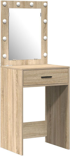 Floor-standing Bedroom Makeup Dressing Table Wooden Upper Chocolate with Mirror 50x41x135cm