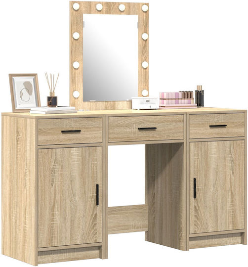 Floor-standing Bedroom Makeup Dressing Table Wooden Upper Chocolate with Mirror 50x41x135cm