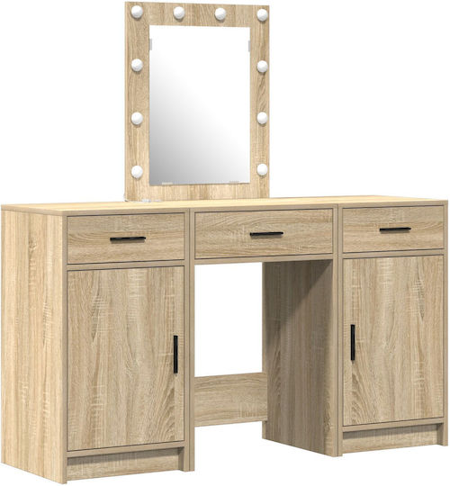 Floor-standing Bedroom Makeup Dressing Table Wooden Upper Chocolate with Mirror 50x41x135cm