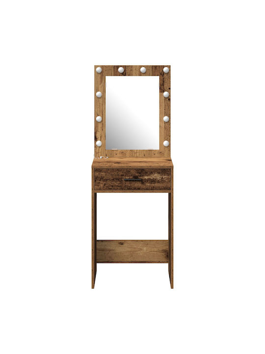 Floor-Standing Makeup Dressing Table Wooden Old Wood with Mirror 50x41x135cm