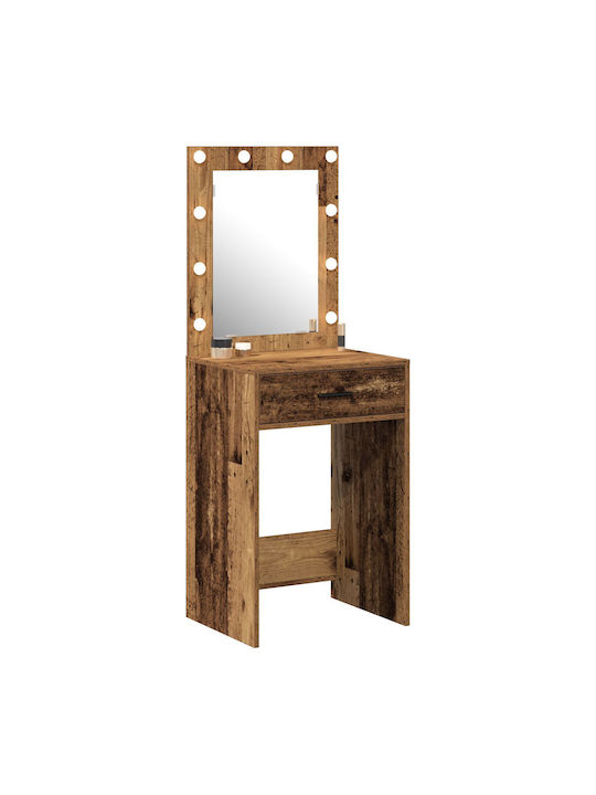 Floor-Standing Makeup Dressing Table Wooden Old Wood with Mirror 50x41x135cm