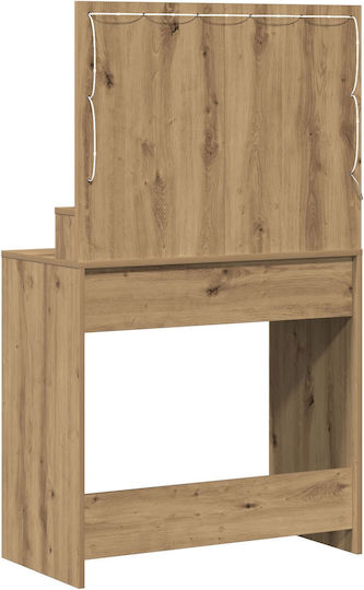 Masă De Toaletă De Podea Din Lemn Artisan Oak Cu Oglindă 79x41x135cm