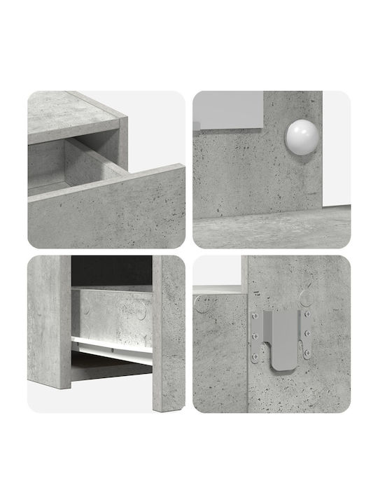 Wall-Mounted Makeup Dressing Table Wooden Grey Concrete with Mirror 83x40x70cm