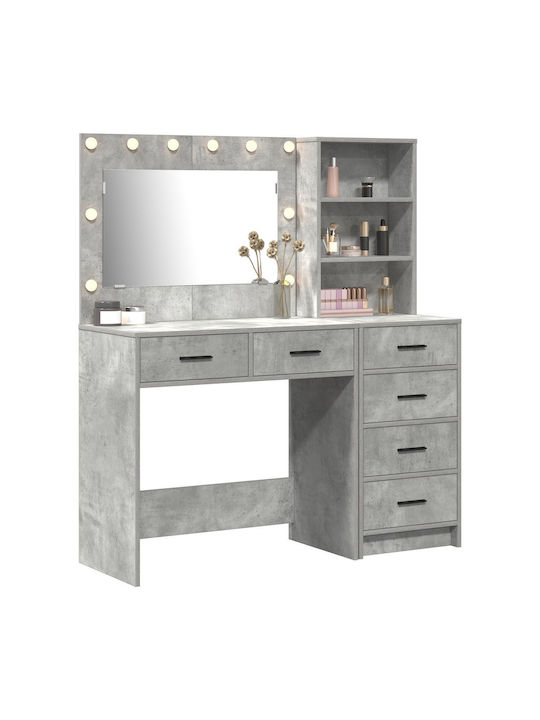 Floor-Standing Makeup Dressing Table Wooden Grey with Mirror 40x40.5x135cm