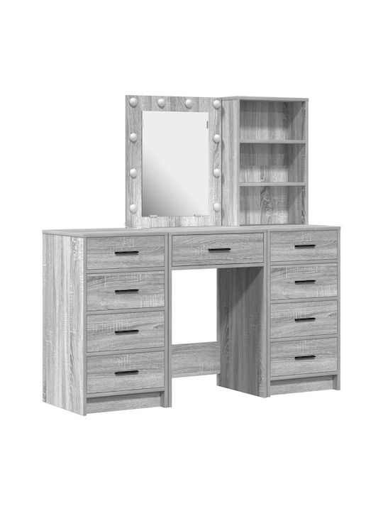 Bodenstehende Schminktisch Schlafzimmer Holz Grau mit Spiegel 40x41x75cm