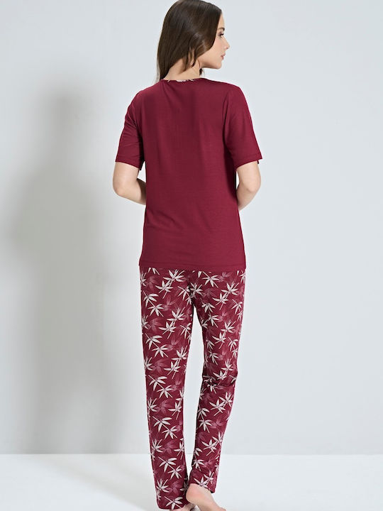 Pijadore Sommer Damen Pyjama-Set Burgundy