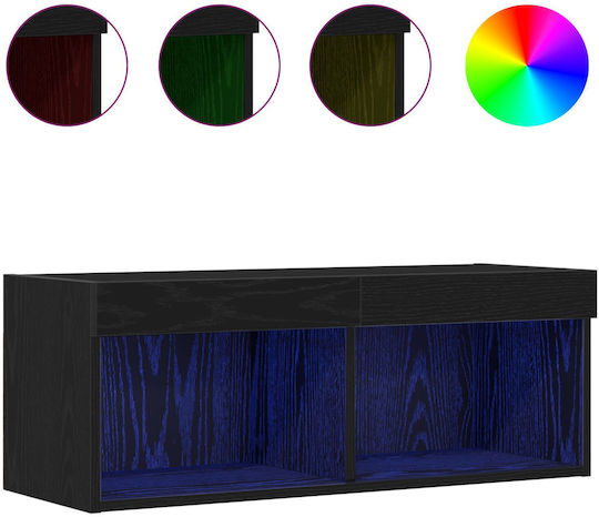 TV Stand with LED Lighting Black Oak L80xD30xH30cm