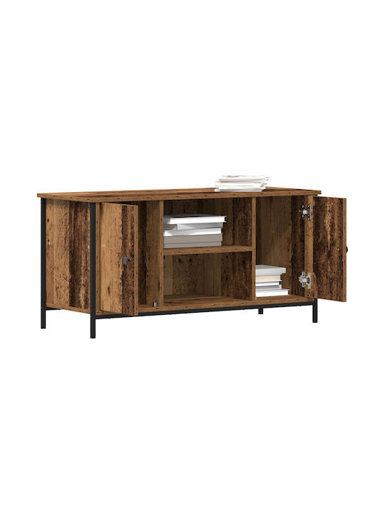 TV-Ständer aus Metall & Massivholz Braun M100xT40xH50cm