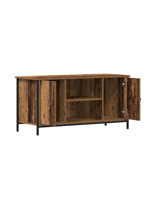 TV-Ständer aus Metall & Massivholz Braun M100xT40xH50cm