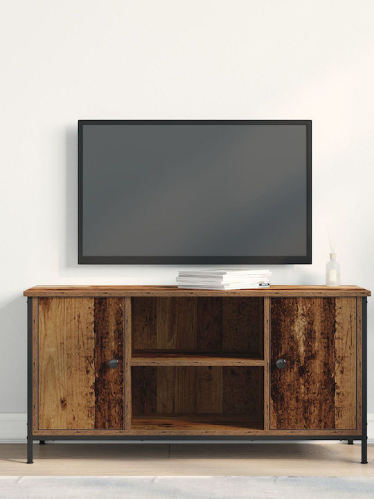 TV-Ständer aus Metall & Massivholz Braun M100xT40xH50cm