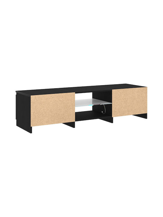 TV Stand Wooden with LED Lighting Black Oak L140xW40xH35.5cm
