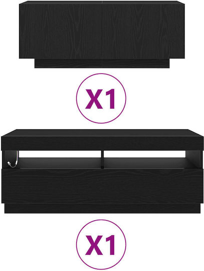 vidaXL TV-Ständer mit LED-Beleuchtung Schwarze Eiche M200xT35xH40cm