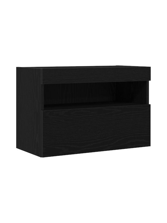 TV Stand with LED Lighting Black Oak L60xD30xH40cm