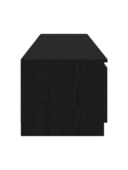 TV Stand Wooden with LED Lighting Black Oak L140xW40xH35.5cm