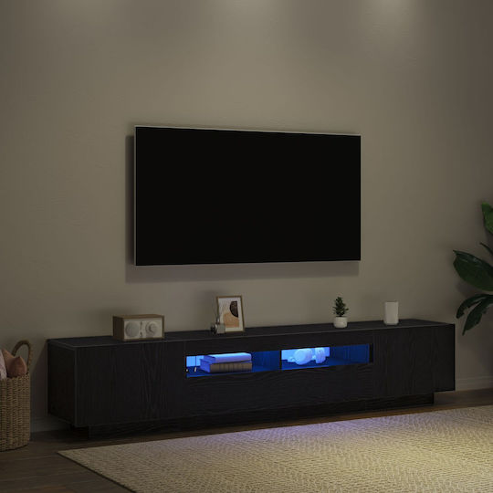 vidaXL TV-Ständer mit LED-Beleuchtung Schwarze Eiche M200xT35xH40cm