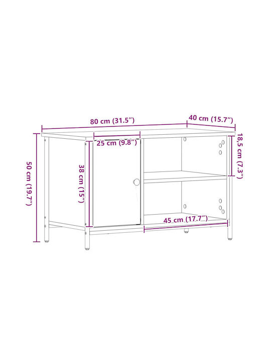 Έπιπλο Τηλεόρασης Μαύρο Δρυς Μ80xΠ40xΥ50cm