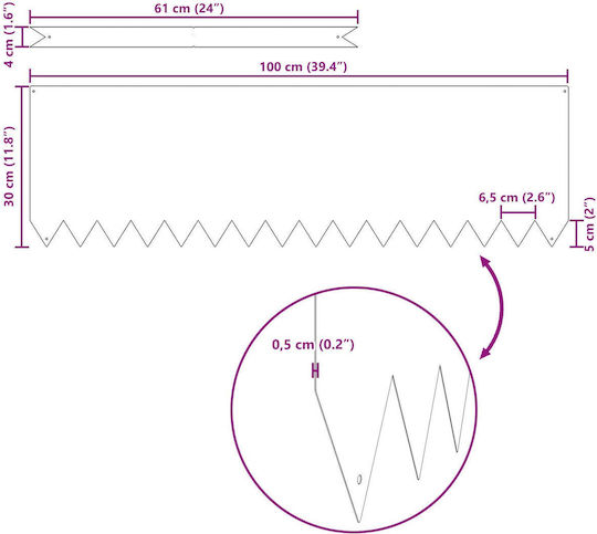 vidaXL Метална Бордюра за Градина в Сив Цвят 1.0m x 30см