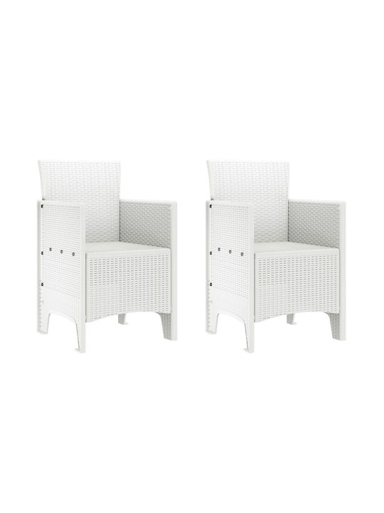 Outdoor-Sessel Kunststoff White 2Stück 53x49x85εκ.