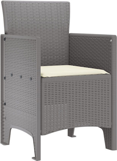 Outdoor Armchair Polypropylene Light Grey And Cream with Cushion 2pcs 53x49x85cm