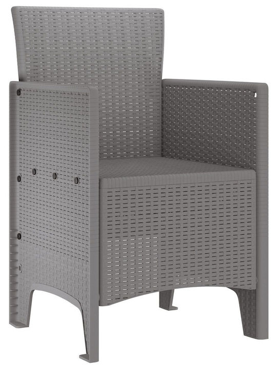 Outdoor Armchair Plastic Light Gray 2pcs 53x49x85cm