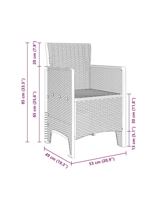 Fotoliu de exterior Rattan Cărbune de lemn 4buc 53x49x85cm