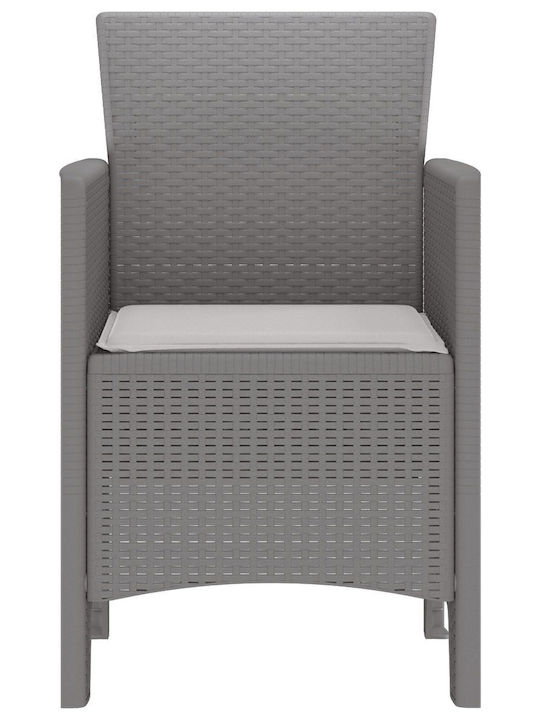 Fotoliu de exterior Rattan Gri deschis cu pernă 2buc 53x49x85cm