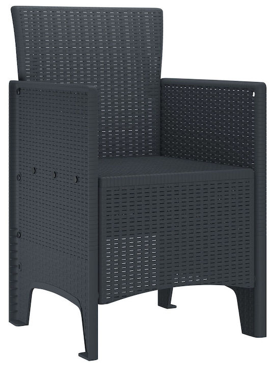 Fotoliu de exterior Rattan Cărbune de lemn 4buc 53x49x85cm