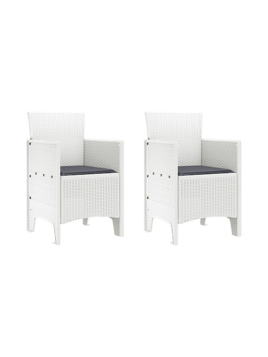 Outdoor Armchair Polypropylene Λευκό, Ανθρακί 2pcs 53x49x85cm
