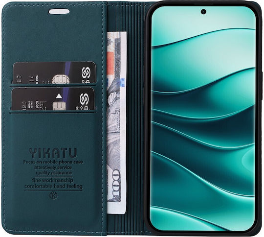 Yikatu Book Piele artificială / Silicon Verde (Redmi Note 14 Pro 5G / Poco X7)
