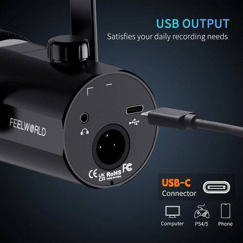 FeelWorld PM1-AS Δυναμικό Μικρόφωνο XLR / USB Επιτραπέζιο για Φωνητικά