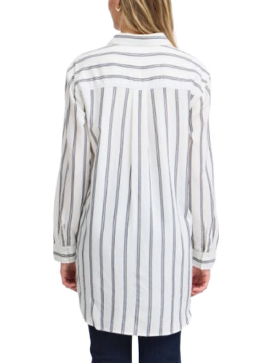 Women's Striped Long Sleeve Shirt White