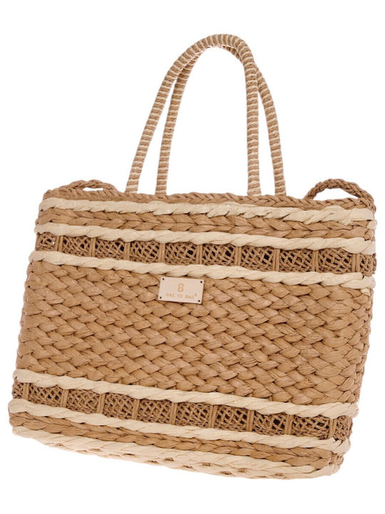 Bag to Bag Ψάθινη Τσάντα Θαλάσσης Πορτοκαλί