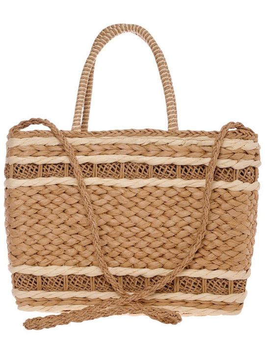 Bag to Bag Ψάθινη Τσάντα Θαλάσσης Πορτοκαλί