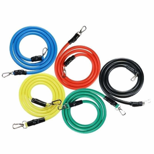 Set Sistem de Antrenament Siks Fitness 5 Corzi Elastice Accesorii Universale Multicolor