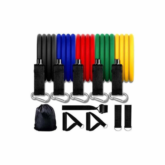Set Sistem de Antrenament Siks Fitness 5 Corzi Elastice Accesorii Universale Multicolor