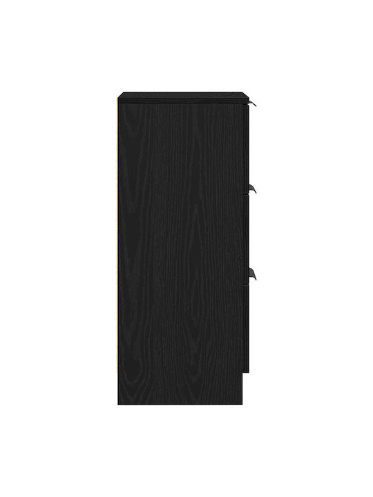 Sideboard Wooden with Drawers Black Oak 30x30x70cm