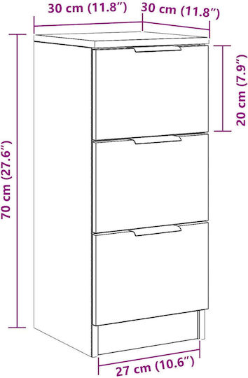Μπουφές mit Schubladen Black Oak 30x30x70cm
