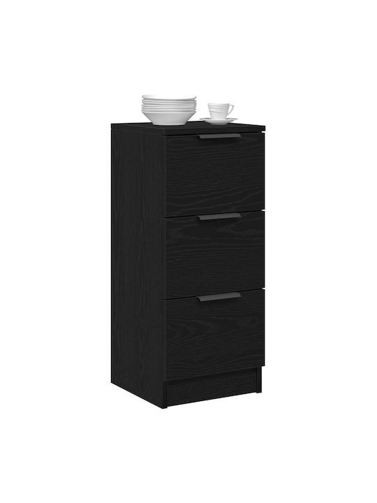 Sideboard Wooden with Drawers Black Oak 30x30x70cm