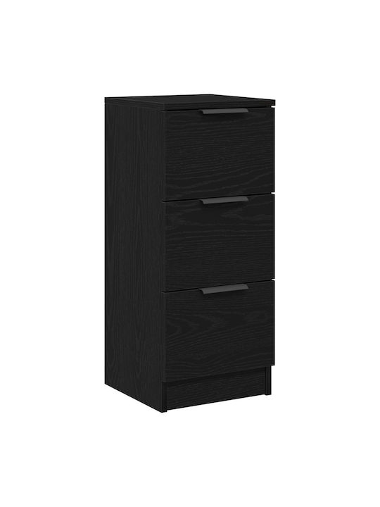 Sideboard Wooden with Drawers Black Oak 30x30x70cm