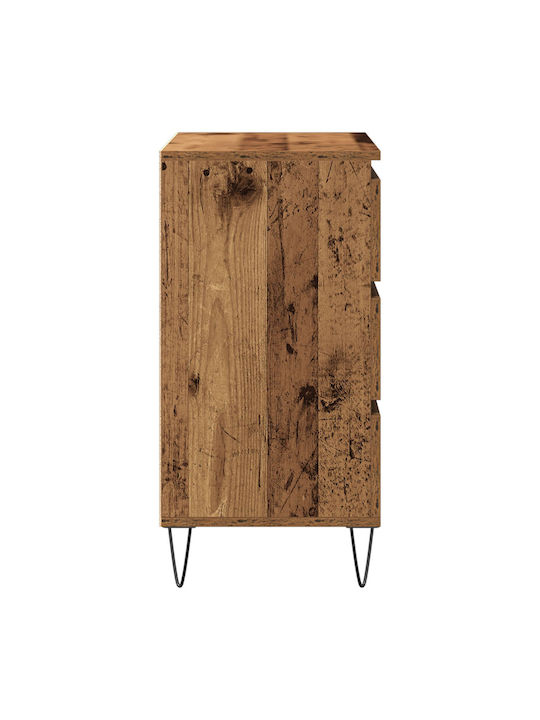 Sideboard made of Solid Wood & Metal with Drawers Earthy Wood 60x35x70cm
