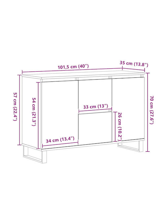 Μπουφές Ξύλινος Μαύρο Δρυς 104x35x70cm