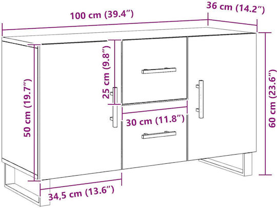 Мебели за съхранение с чекмеджета Black Oak 100x36x60см