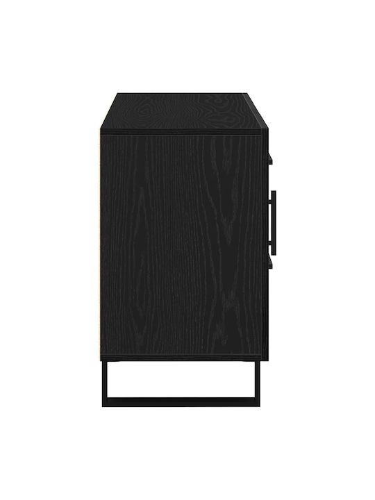 Sideboard Wooden with Drawers Black Oak 100x36x60cm
