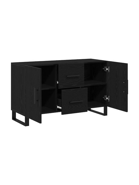 Sideboard Wooden with Drawers Black Oak 100x36x60cm