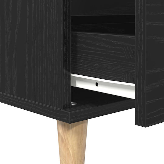Μπουφές Ξύλινος με Συρτάρια Μαύρο Δρυς 60x35x70cm