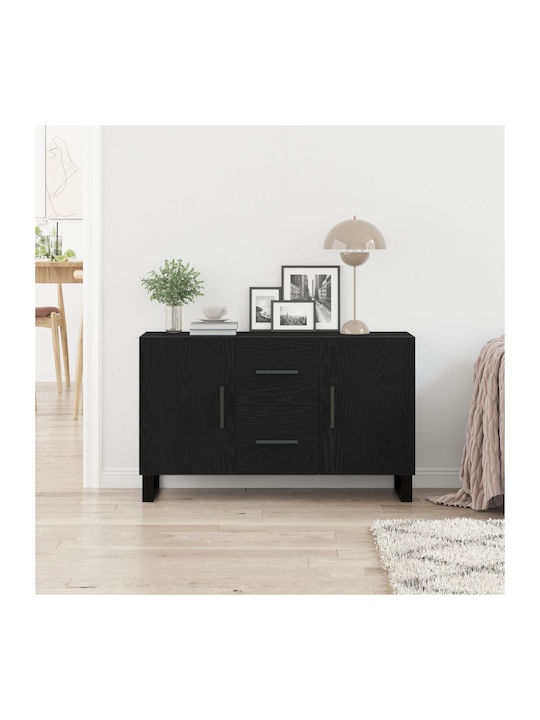 Sideboard Wooden with Drawers Black Oak 100x36x60cm