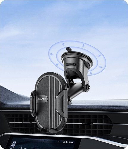 Awei Car Mobile Mount with Adjustable Hooks Black