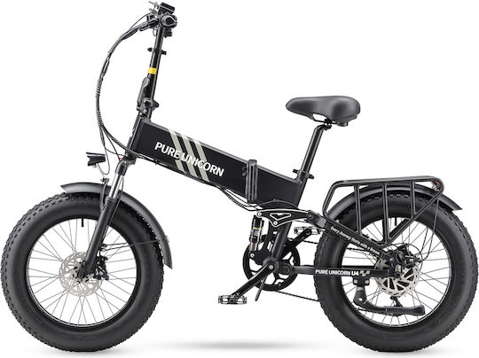 Pure Unicorn U4 Faltbares Elektrofahrrad 1000W 15Ah Fatbike Schwarz