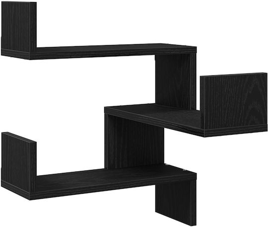 Wandregal Schwarz Eichenholz 40x40x49.5cm