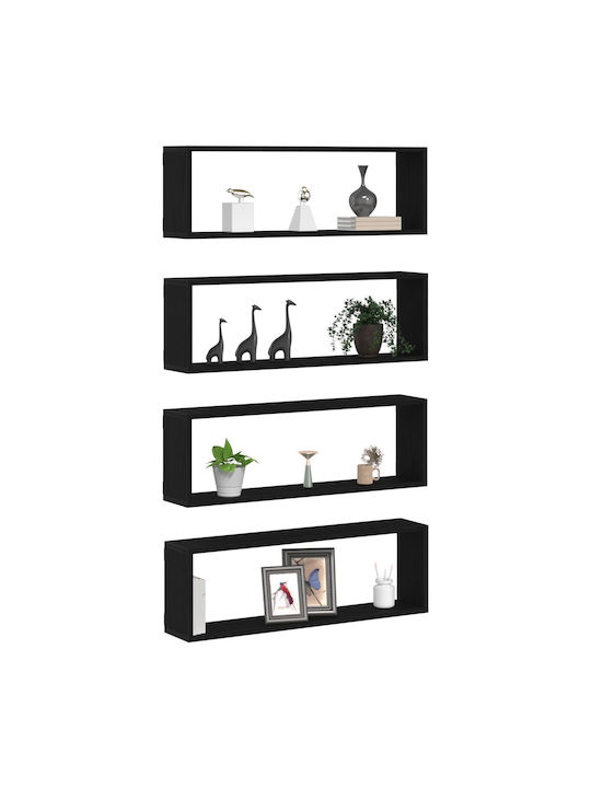 Shelves Wall Black Oak 4pcs 80x15x26cm